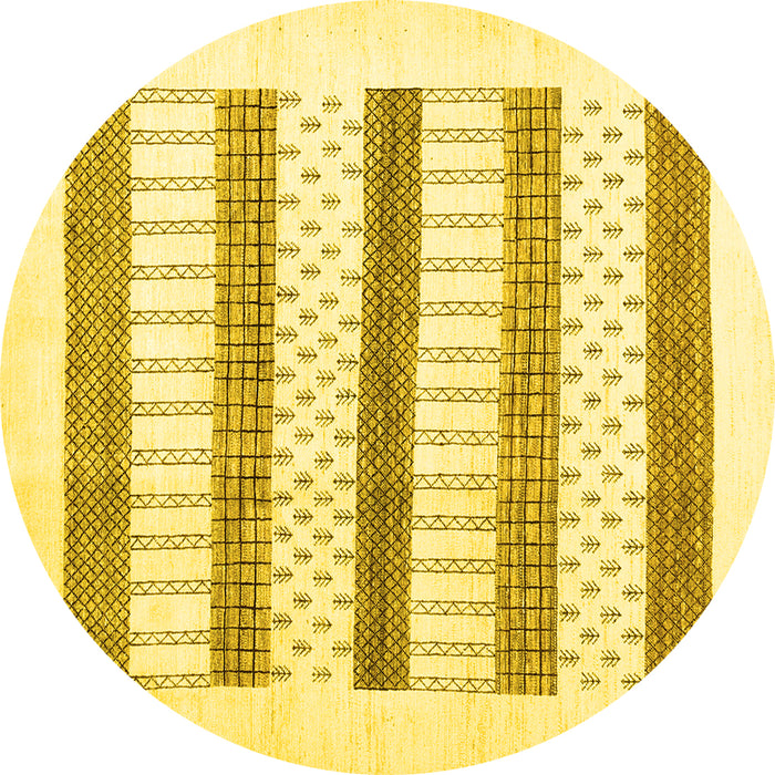 Round Solid Yellow Modern Rug, con1594yw