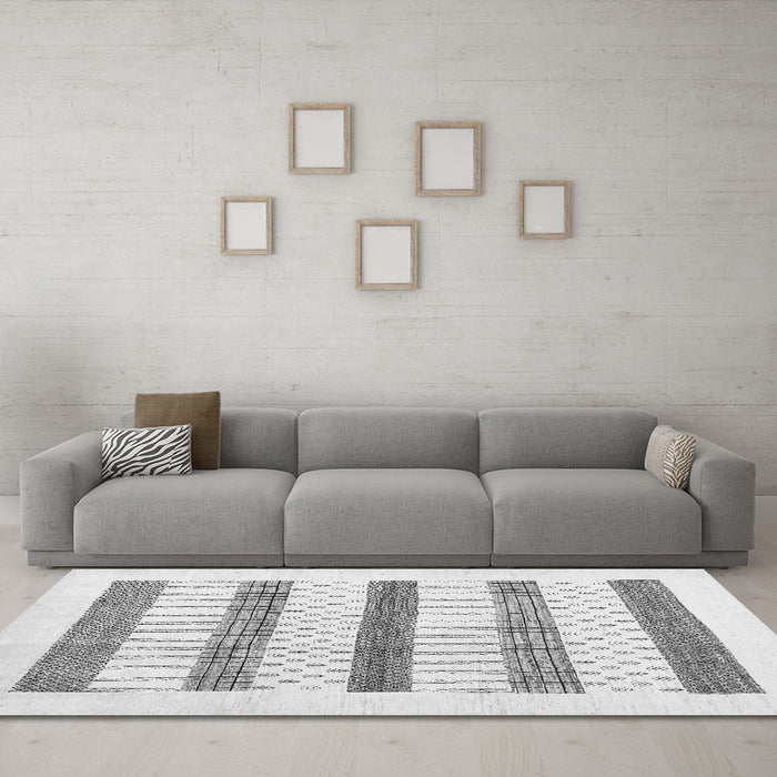 Machine Washable Solid Gray Modern Rug in a Living Room,, wshcon1594gry