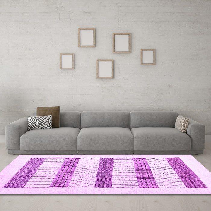 Machine Washable Solid Purple Modern Area Rugs in a Living Room, wshcon1594pur