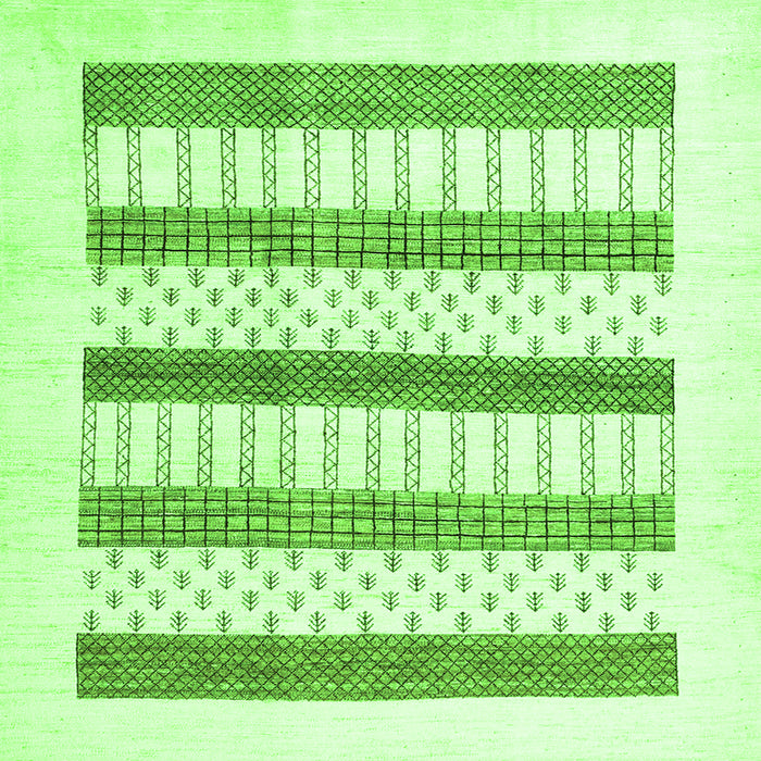 Serging Thickness of Solid Green Modern Rug, con1594grn