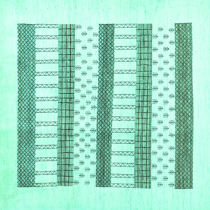 Square Solid Turquoise Modern Rug, con1594turq