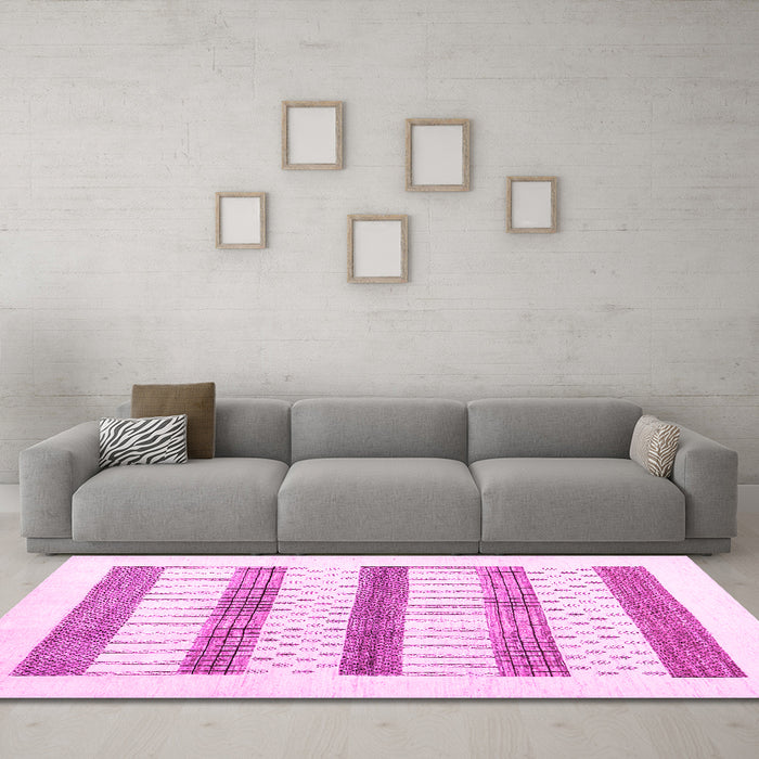 Machine Washable Solid Pink Modern Rug in a Living Room, wshcon1594pnk