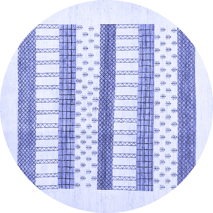 Round Machine Washable Solid Blue Modern Rug, wshcon1594blu