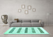 Machine Washable Solid Turquoise Modern Area Rugs in a Living Room,, wshcon1594turq