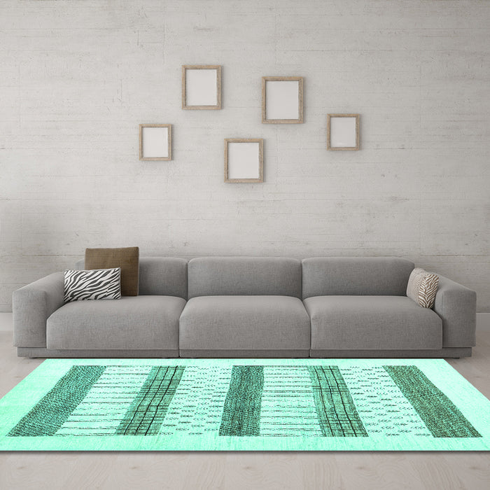 Machine Washable Solid Turquoise Modern Area Rugs in a Living Room,, wshcon1594turq