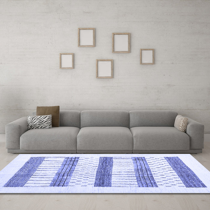Machine Washable Solid Blue Modern Rug in a Living Room, wshcon1594blu
