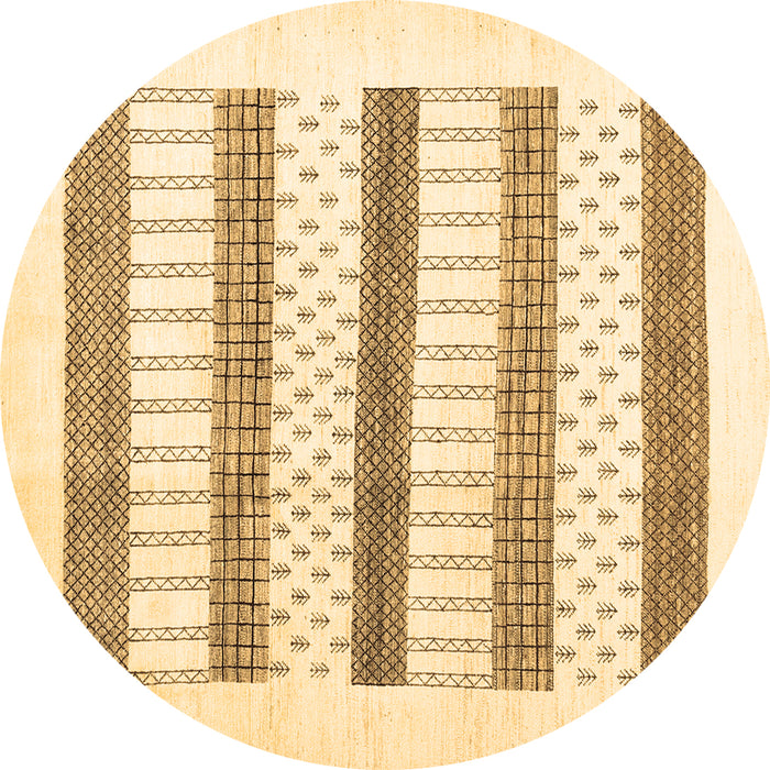 Round Solid Brown Modern Rug, con1594brn