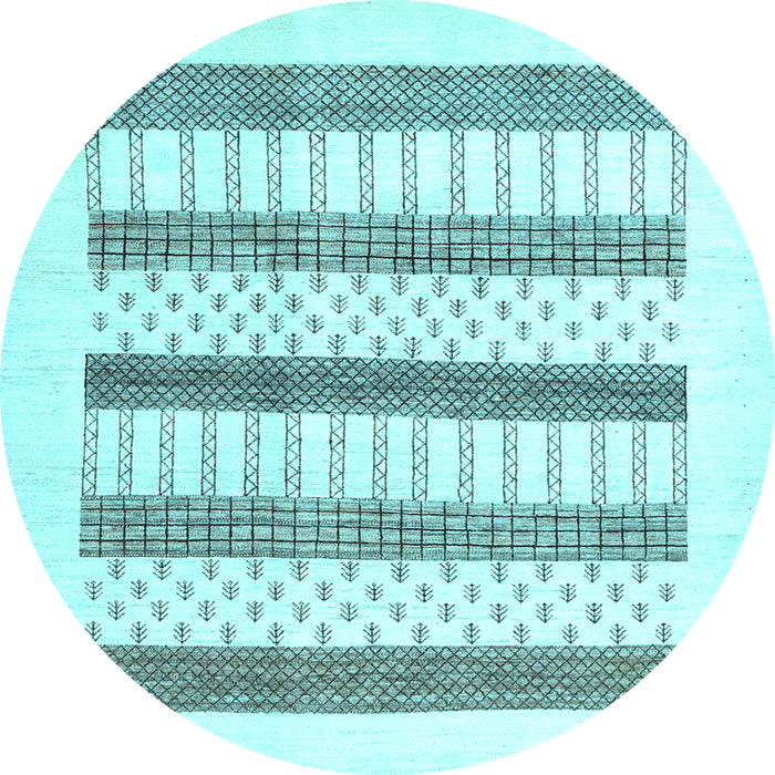 Round Solid Light Blue Modern Rug, con1594lblu