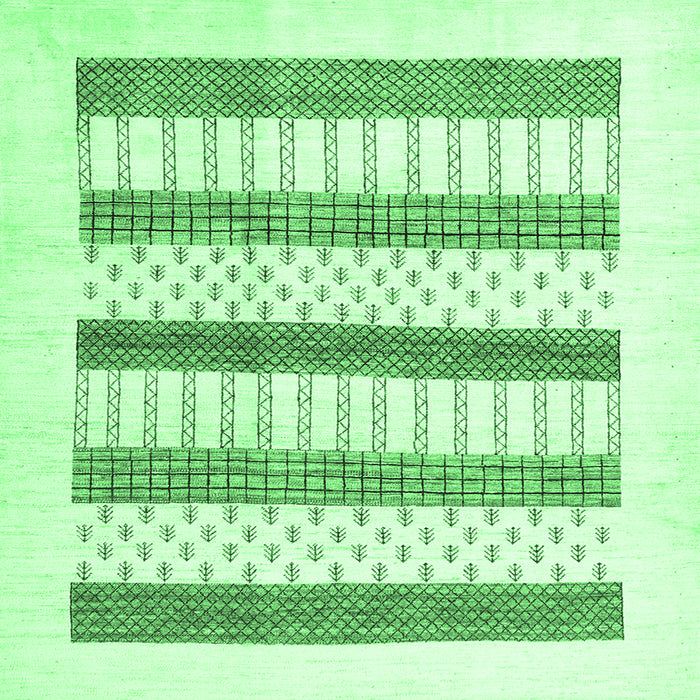 Square Machine Washable Solid Emerald Green Modern Area Rugs, wshcon1594emgrn