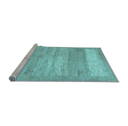 Sideview of Machine Washable Abstract Light Blue Contemporary Rug, wshcon1595lblu