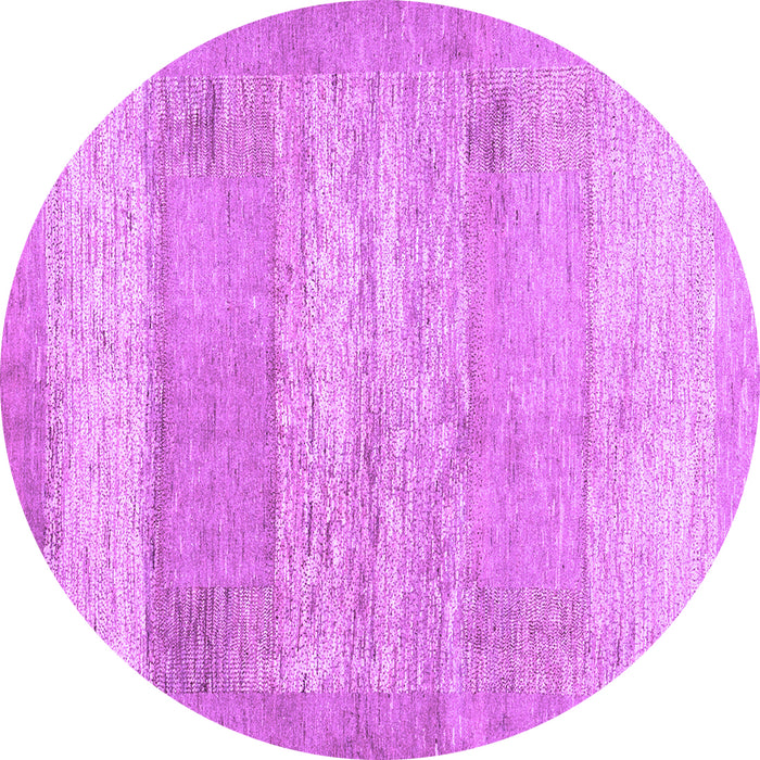 Round Abstract Purple Contemporary Rug, con1595pur