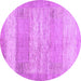 Round Abstract Purple Contemporary Rug, con1595pur