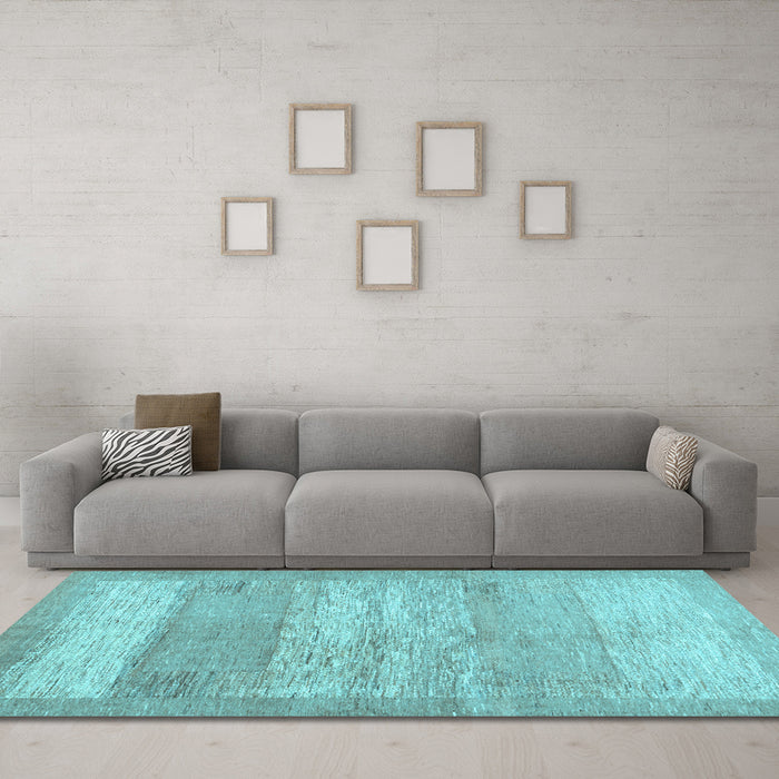 Machine Washable Abstract Light Blue Contemporary Rug in a Living Room, wshcon1595lblu