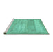 Sideview of Machine Washable Abstract Turquoise Contemporary Area Rugs, wshcon1595turq