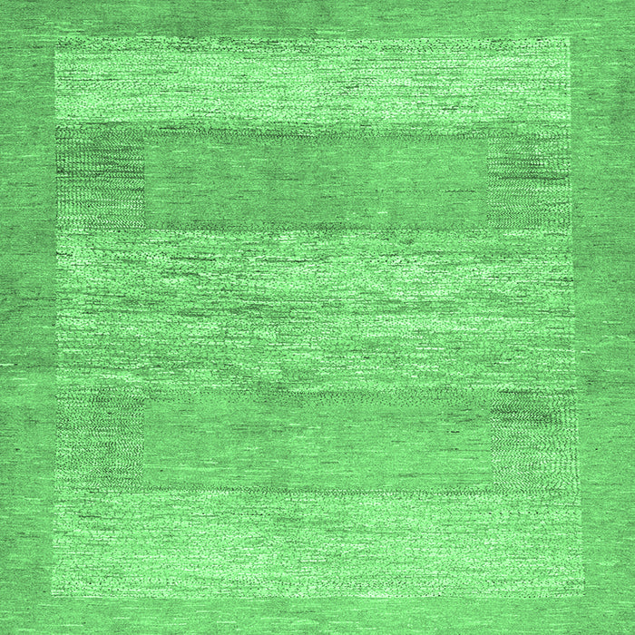 Square Abstract Emerald Green Contemporary Rug, con1595emgrn