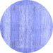 Round Abstract Blue Contemporary Rug, con1595blu