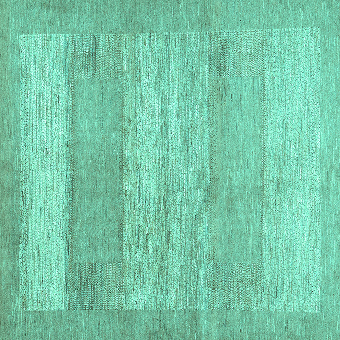 Square Abstract Turquoise Contemporary Rug, con1595turq