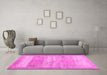 Machine Washable Abstract Pink Contemporary Rug in a Living Room, wshcon1595pnk