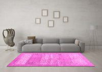 Machine Washable Abstract Pink Contemporary Rug, wshcon1595pnk