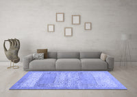 Machine Washable Abstract Blue Contemporary Rug, wshcon1595blu