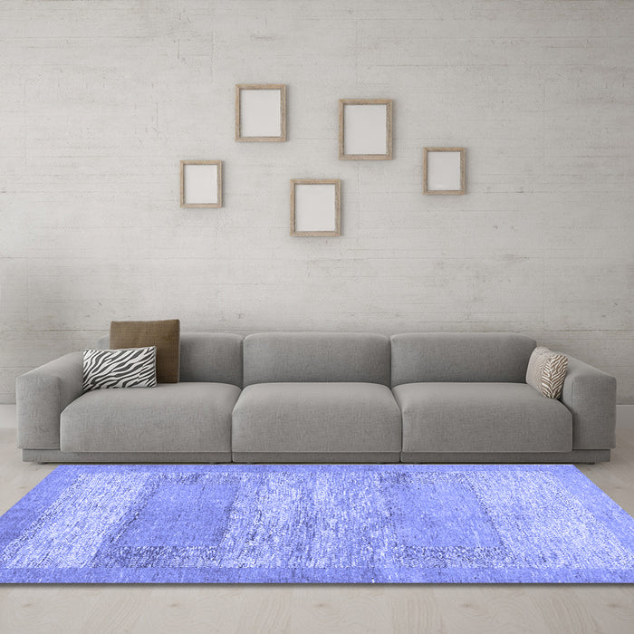 Machine Washable Abstract Blue Contemporary Rug in a Living Room, wshcon1595blu