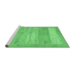 Sideview of Machine Washable Abstract Emerald Green Contemporary Area Rugs, wshcon1595emgrn