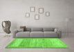 Machine Washable Abstract Green Contemporary Area Rugs in a Living Room,, wshcon1595grn