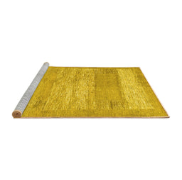 Sideview of Machine Washable Abstract Yellow Contemporary Rug, wshcon1595yw