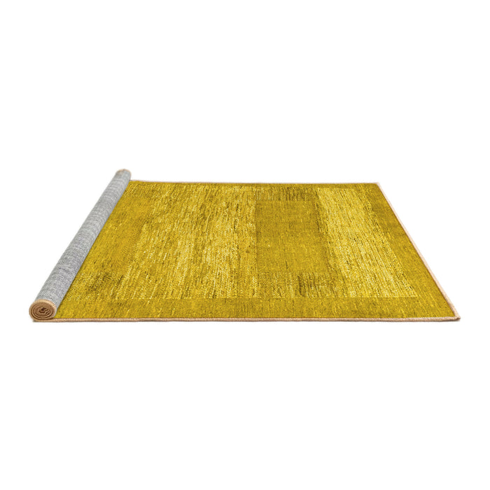 Sideview of Machine Washable Abstract Yellow Contemporary Rug, wshcon1595yw
