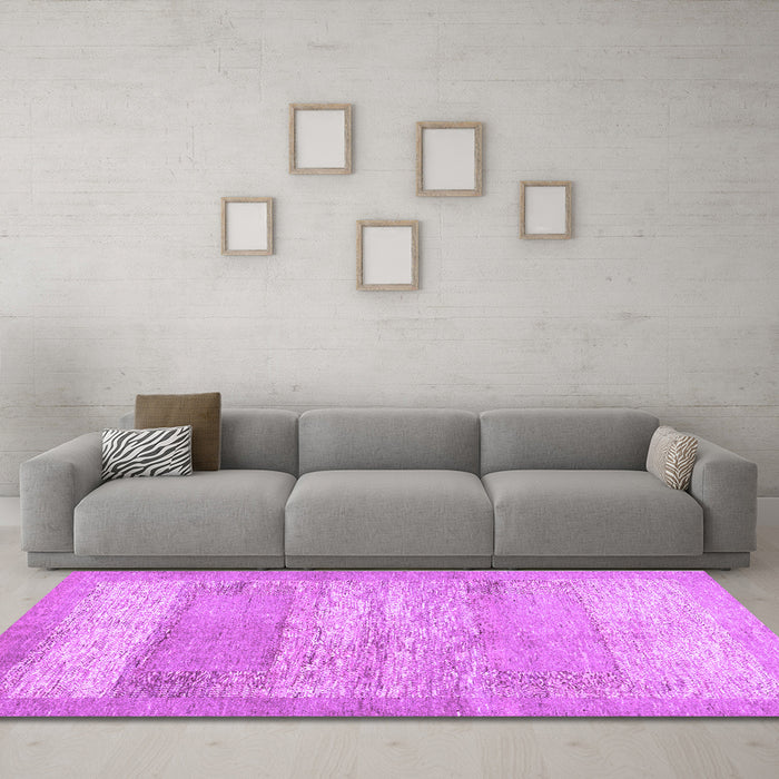 Machine Washable Abstract Purple Contemporary Area Rugs in a Living Room, wshcon1595pur