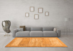 Machine Washable Abstract Orange Contemporary Area Rugs in a Living Room, wshcon1595org
