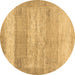 Round Abstract Brown Contemporary Rug, con1595brn