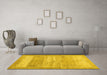 Machine Washable Abstract Yellow Contemporary Rug in a Living Room, wshcon1595yw