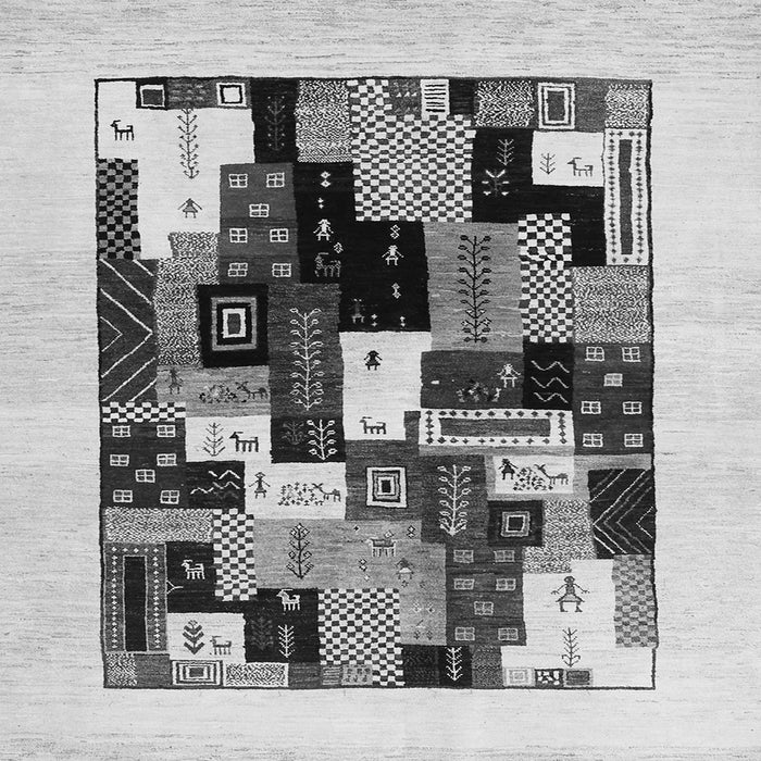 Round Machine Washable Abstract Gray Contemporary Rug, wshcon1596gry