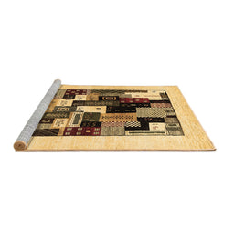 Sideview of Machine Washable Abstract Brown Contemporary Rug, wshcon1596brn