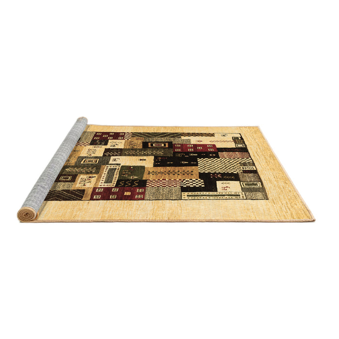 Sideview of Machine Washable Abstract Brown Contemporary Rug, wshcon1596brn