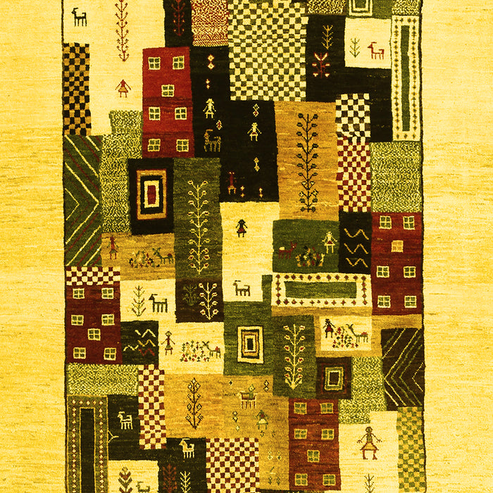 Machine Washable Abstract Yellow Contemporary Rug, wshcon1596yw