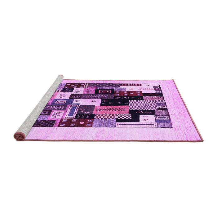 Sideview of Machine Washable Abstract Purple Contemporary Area Rugs, wshcon1596pur