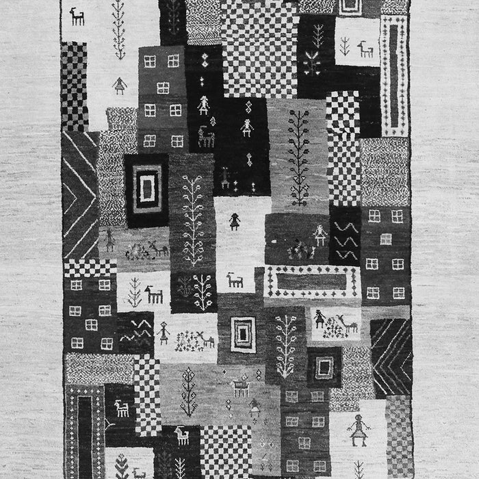 Serging Thickness of Machine Washable Abstract Gray Contemporary Rug, wshcon1596gry