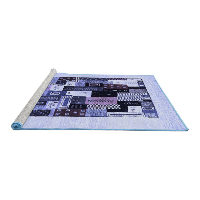Sideview of Machine Washable Abstract Blue Contemporary Rug, wshcon1596blu