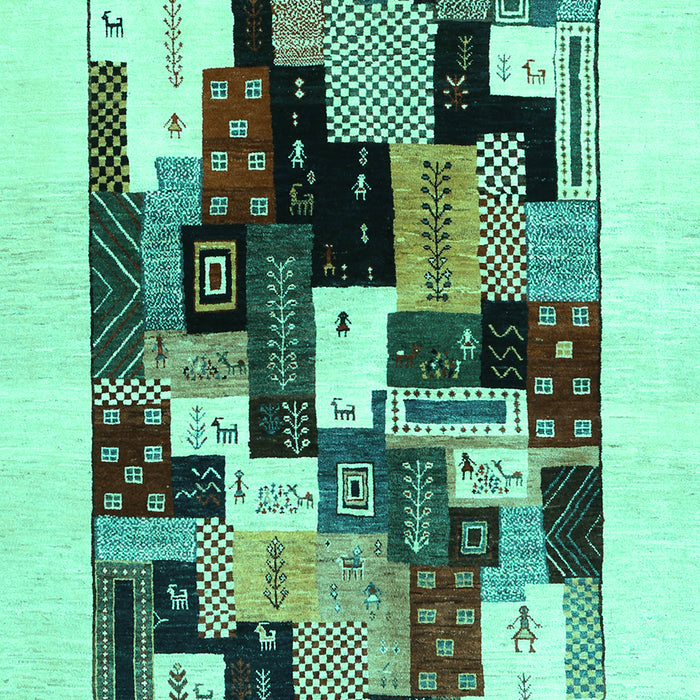 Abstract Turquoise Contemporary Rug, con1596turq