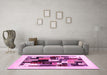 Machine Washable Abstract Pink Contemporary Rug in a Living Room, wshcon1596pnk