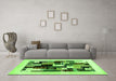 Machine Washable Abstract Green Contemporary Area Rugs in a Living Room,, wshcon1596grn