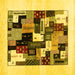 Square Abstract Yellow Contemporary Rug, con1596yw