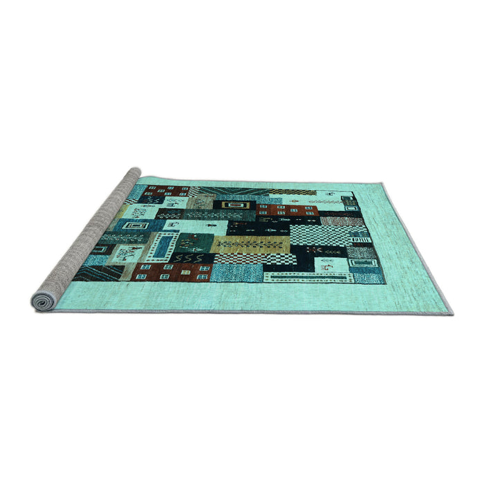 Sideview of Machine Washable Abstract Light Blue Contemporary Rug, wshcon1596lblu