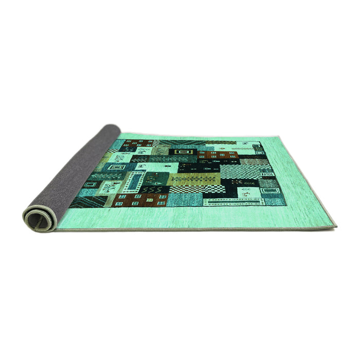 Sideview of Abstract Turquoise Contemporary Rug, con1596turq
