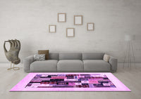 Machine Washable Abstract Purple Contemporary Rug, wshcon1596pur