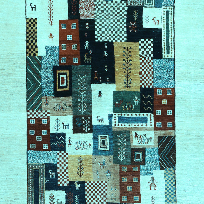 Machine Washable Abstract Light Blue Contemporary Rug, wshcon1596lblu