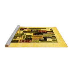 Sideview of Machine Washable Abstract Yellow Contemporary Rug, wshcon1596yw