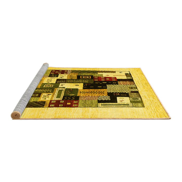 Sideview of Machine Washable Abstract Yellow Contemporary Rug, wshcon1596yw